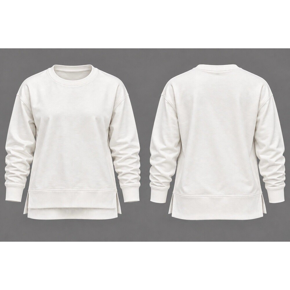 EILEEN FISHER Tunic M Slub Organic Cotton Jersey Boat Neck Long Sleeve White